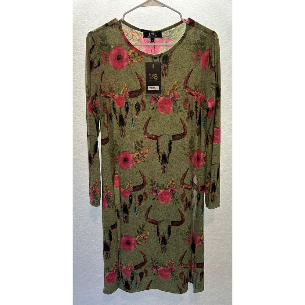 L&B Lucky & Blessed‎ Western Style Tunic Dress Double Split Women Sz M NWT